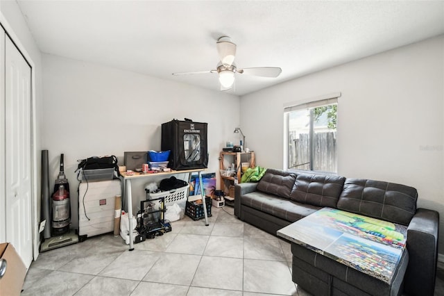 1239 E Ridgewood St, Orlando, FL 32803 - living room featuring ceiling fan and light tile patterned floors