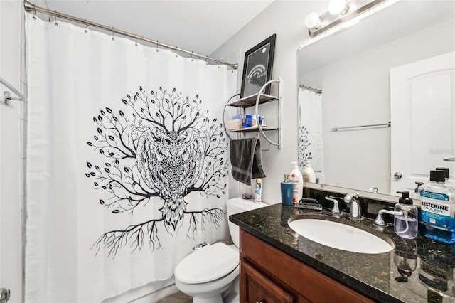 1239 E Ridgewood St, Orlando, FL 32803 - bathroom featuring toilet, a shower with shower curtain, and vanity