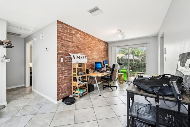 1239 E Ridgewood St, Orlando, FL 32803 - tiled home office with baseboards, visible vents, and track lighting