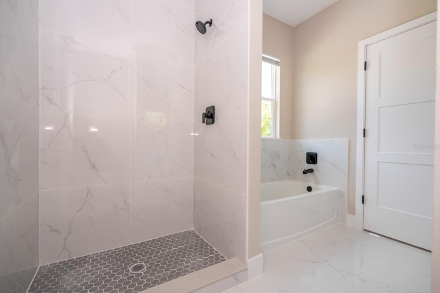 2041 Warrens Ave, Maitland, FL 32751 - bathroom with a garden tub, marble finish floor, and walk in shower