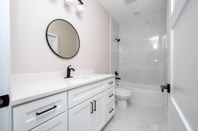 2041 Warrens Ave, Maitland, FL 32751 - full bathroom with vanity, washtub / shower combination, toilet, and marble finish floor
