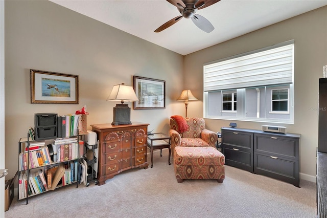 1767 Piedmont Pl, Lake Mary, FL 32746 - sitting room featuring carpet floors, ceiling fan, and baseboards