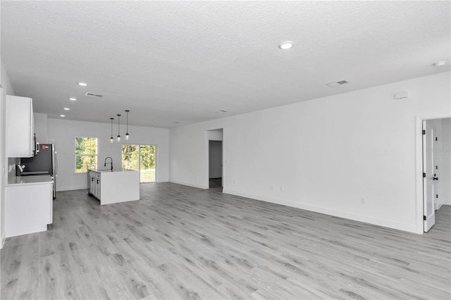 13430 SW 88th Ter, Ocala, FL 34473 - unfurnished living room featuring light wood-style floors and a textured ceiling