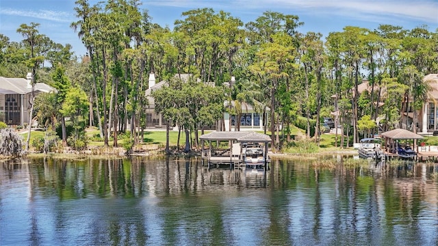 5550 Osprey Isle Ln, Orlando, FL 32819 - view of water feature with boat lift and a dock