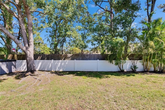 view of yard featuring a fenced backyard