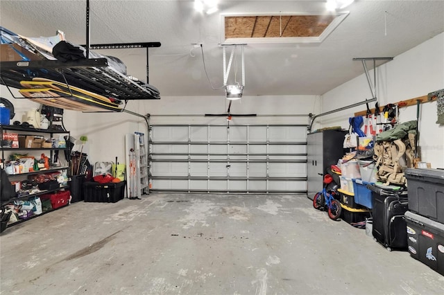 garage with a garage door opener