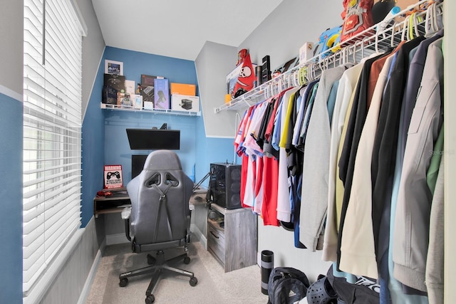office space featuring carpet floors and plenty of natural light