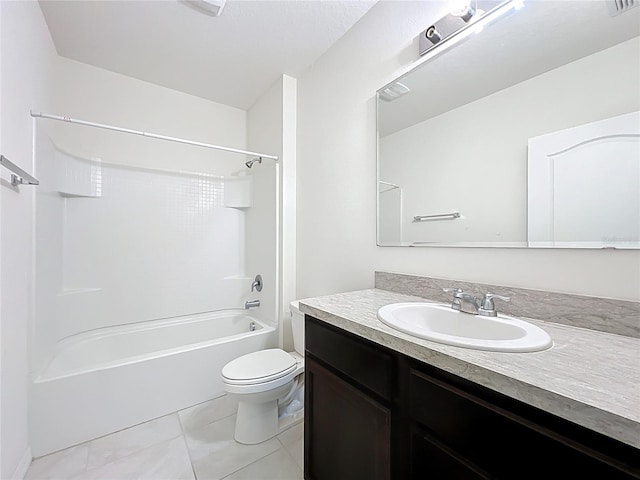 full bathroom featuring shower / tub combination, vanity, and toilet