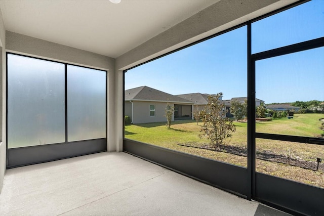 view of unfurnished sunroom