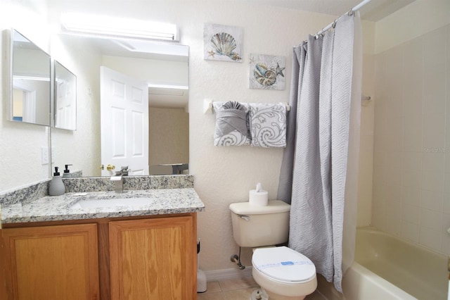 626 Verona Ave, Davenport, FL 33897 - bathroom with tile patterned floors, vanity, toilet, and shower / bath combination with curtain