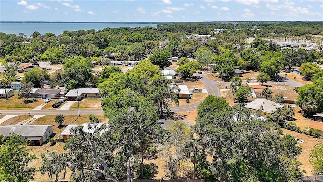 aerial view with a water view and a residential view