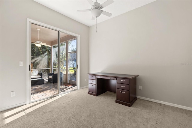 14841 Faversham Cir, Orlando, FL 32826 - unfurnished office featuring a ceiling fan, light colored carpet, and baseboards
