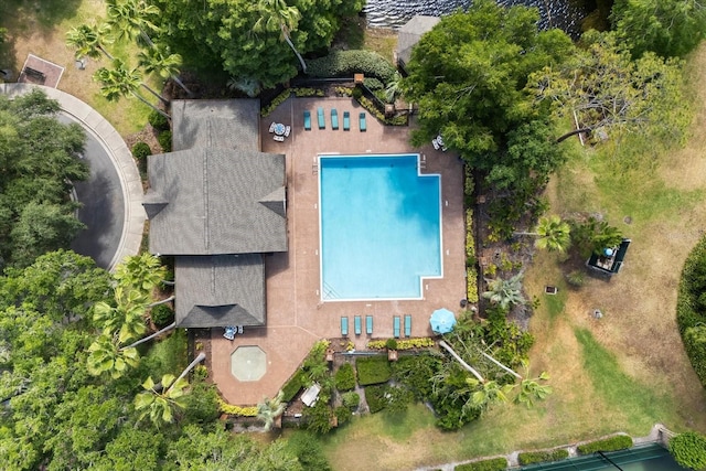 14841 Faversham Cir, Orlando, FL 32826 - view from above of property with a pool area