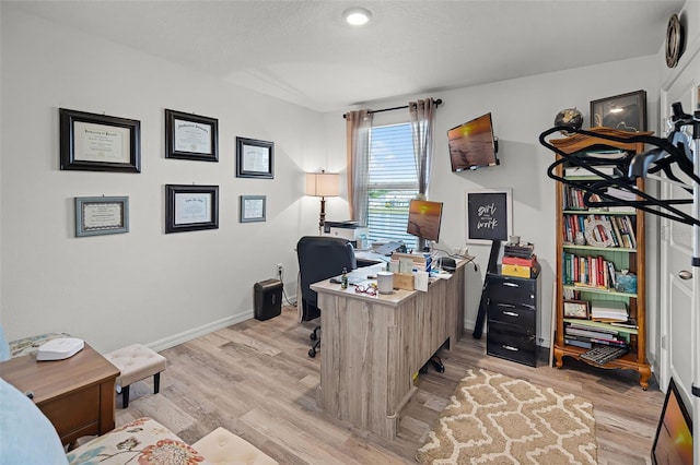 1220 Tahitian Sunrise Dr, Plant City, FL 33565 - home office featuring baseboards and light wood-type flooring