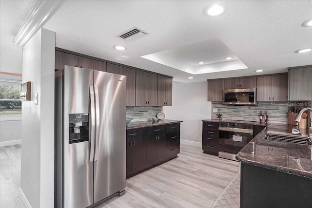 4043 Topsail Trl, New Port Richey, FL 34652 - kitchen featuring dark brown cabinets, a sink, stainless steel appliances, baseboards, and visible vents