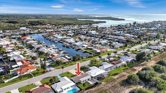 4043 Topsail Trl, New Port Richey, FL 34652 - aerial view with a water view and a residential view