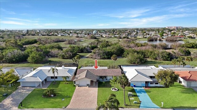 4043 Topsail Trl, New Port Richey, FL 34652 - birds eye view of property featuring a water view and a residential view