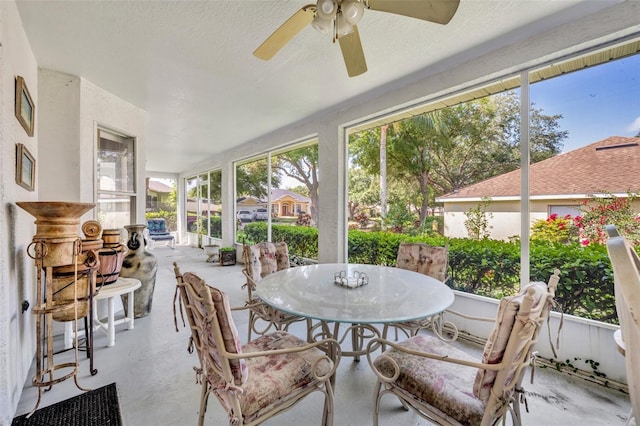 sunroom with concrete flooring