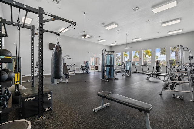 workout area featuring visible vents