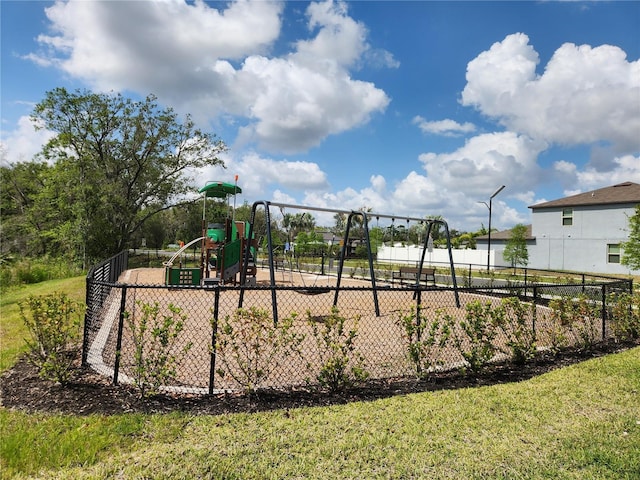 view of play area with fence