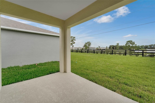 view of yard with a patio area and fence