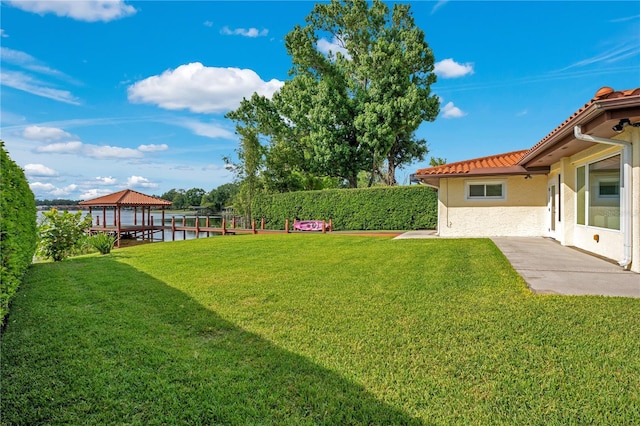 view of yard with a gazebo and fence