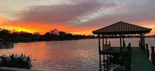 view of dock featuring a water view