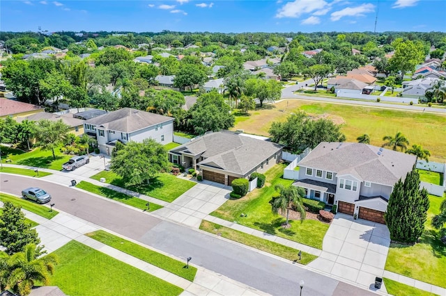 birds eye view of property with a residential view
