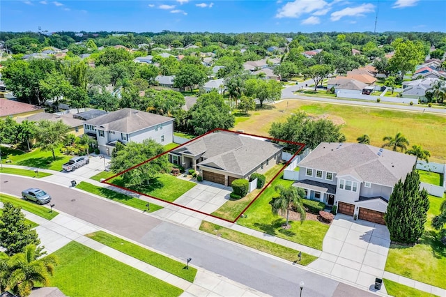 aerial view with a residential view