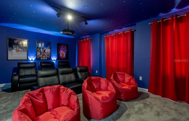 home theater featuring carpet floors