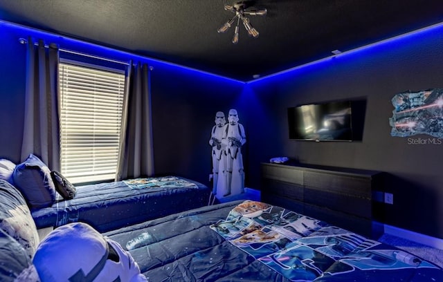 bedroom featuring a textured ceiling