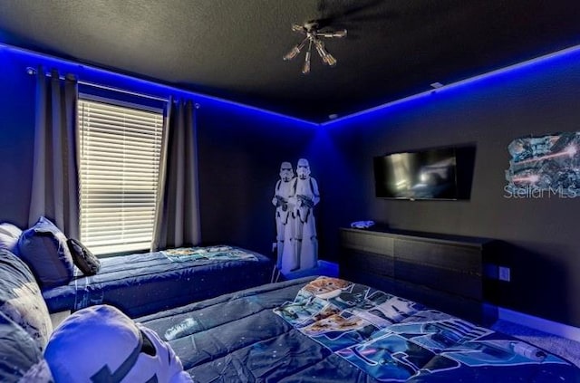 bedroom featuring a textured ceiling