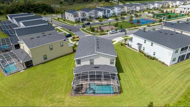 drone / aerial view with a residential view