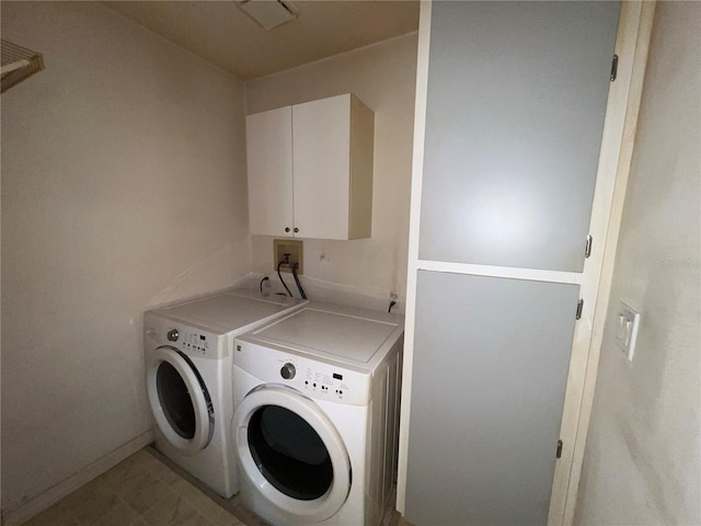6042 Wade St, Leesburg, FL 34748 - clothes washing area with baseboards, visible vents, cabinet space, and separate washer and dryer