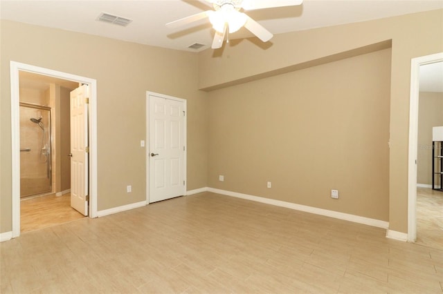 212 Regency St, Davenport, FL 33896 - unfurnished bedroom with a ceiling fan, visible vents, baseboards, lofted ceiling, and light wood-style flooring