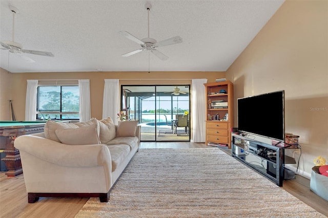 516 Fort Smith Blvd, Deltona, FL 32738 - living area with ceiling fan, wood finished floors, a textured ceiling, and billiards
