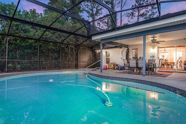 516 Fort Smith Blvd, Deltona, FL 32738 - outdoor pool with a patio, a lanai, and a ceiling fan