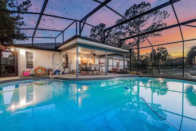 516 Fort Smith Blvd, Deltona, FL 32738 - outdoor pool with a patio area, a lanai, and ceiling fan