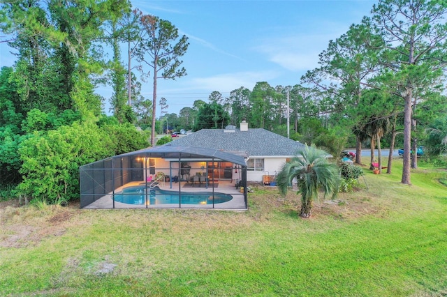 516 Fort Smith Blvd, Deltona, FL 32738 - outdoor pool with a yard, a patio area, a lanai, and view of scattered trees