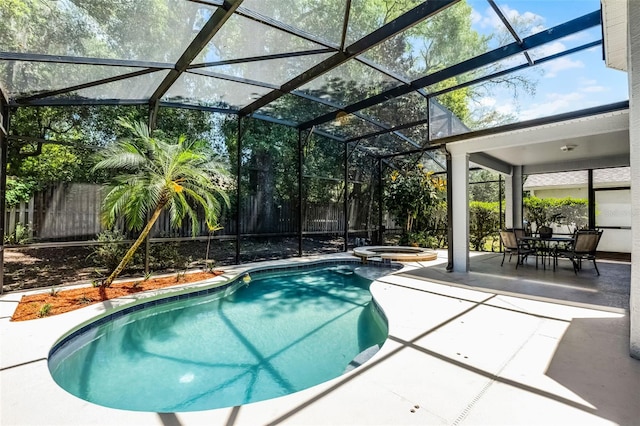 4027 Lakeside Reserve Ct, Orlando, FL 32810 - view of pool with a fenced backyard, a patio area, a lanai, and a pool with connected hot tub