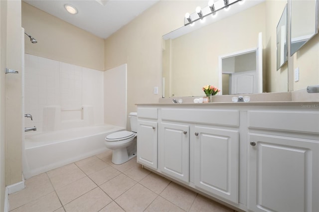 bathroom with tile patterned floors, vanity, toilet, and bathtub / shower combination