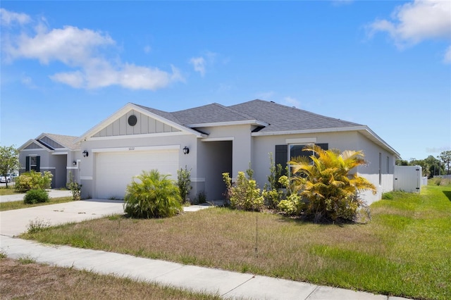 3222 Sweet Acres Pl, Saint Cloud, FL 34772 - single story home with a garage, a shingled roof, driveway, and a front lawn