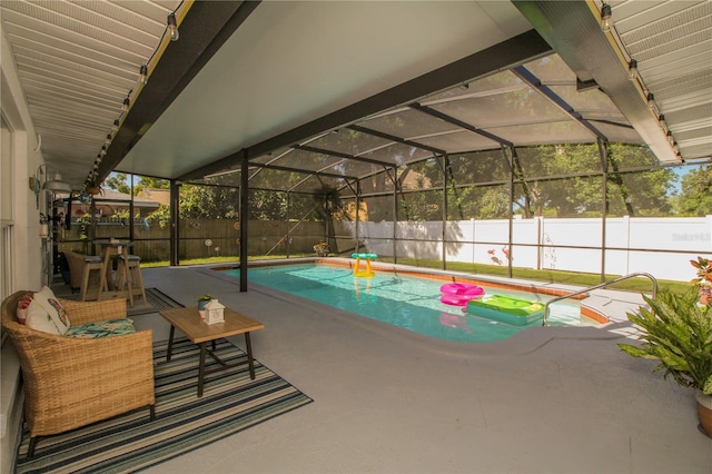 1529 Glastonberry Rd, Maitland, FL 32751 - view of swimming pool featuring a fenced backyard, a patio, and a lanai