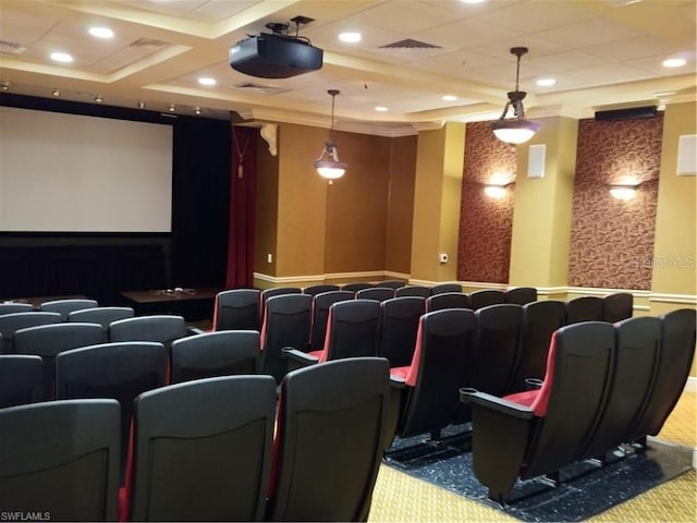 20310 Estero Gardens Cir Unit 203, Estero, FL 33928 - carpeted cinema room featuring wainscoting and recessed lighting