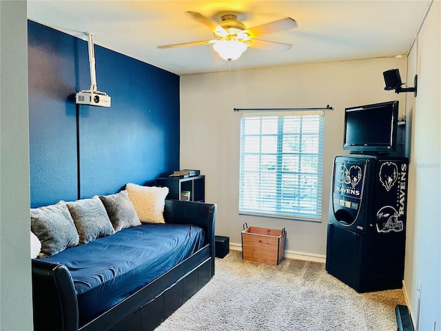 20310 Estero Gardens Cir Unit 203, Estero, FL 33928 - sitting room featuring ceiling fan, carpet floors, and baseboards