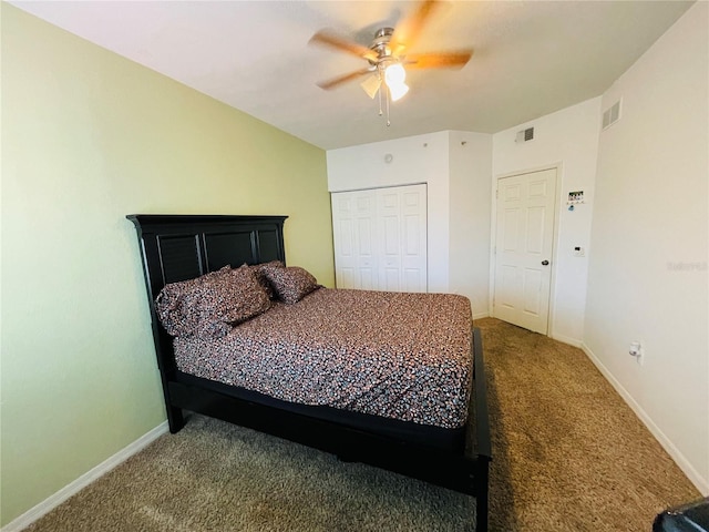 20310 Estero Gardens Cir Unit 203, Estero, FL 33928 - carpeted bedroom featuring baseboards, a closet, and a ceiling fan