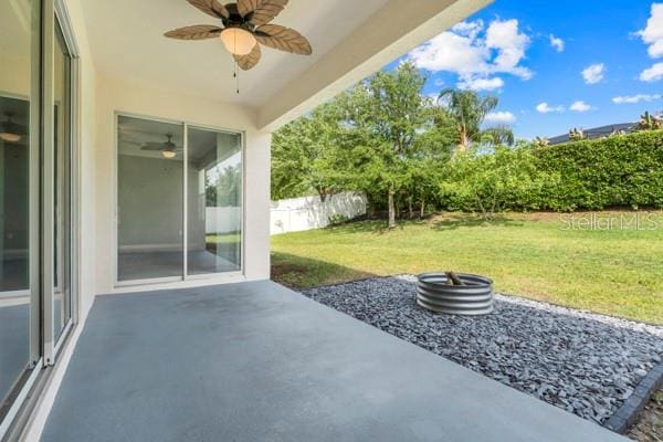 5839 Tarleton Way, Mount Dora, FL 32757 - view of patio featuring ceiling fan