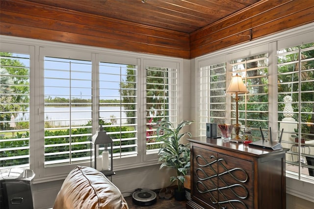 195 E Faith Ter, Maitland, FL 32751 - sunroom with wooden ceiling, a water view, plenty of natural light, and french doors