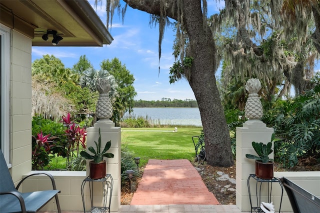 195 E Faith Ter, Maitland, FL 32751 - exterior space featuring a water view and ceiling fan