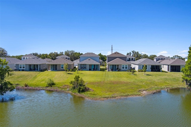 view of water feature with a residential view